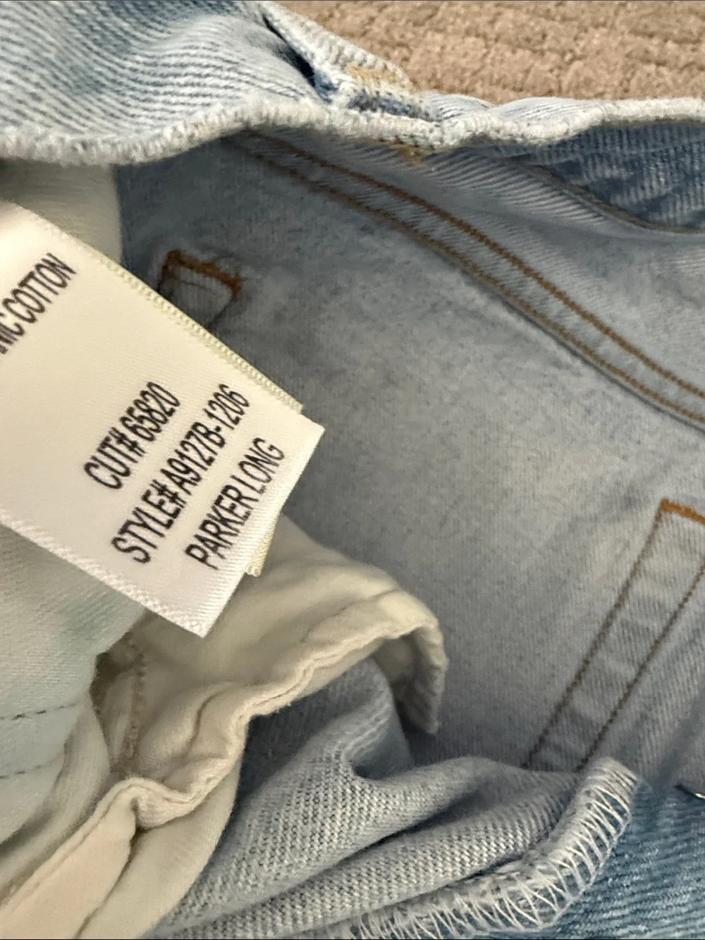 Agolde Light Wash Parker Long High-Rise Cutoff Denim Shorts